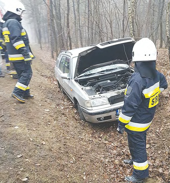 W Żądłowicach (gm. Inowłódz) mężczyzna kierujący škodą wypadł z drogi. Na miejscu interweniowała straż pożarna (OSP Inowłódz) i pogotowie