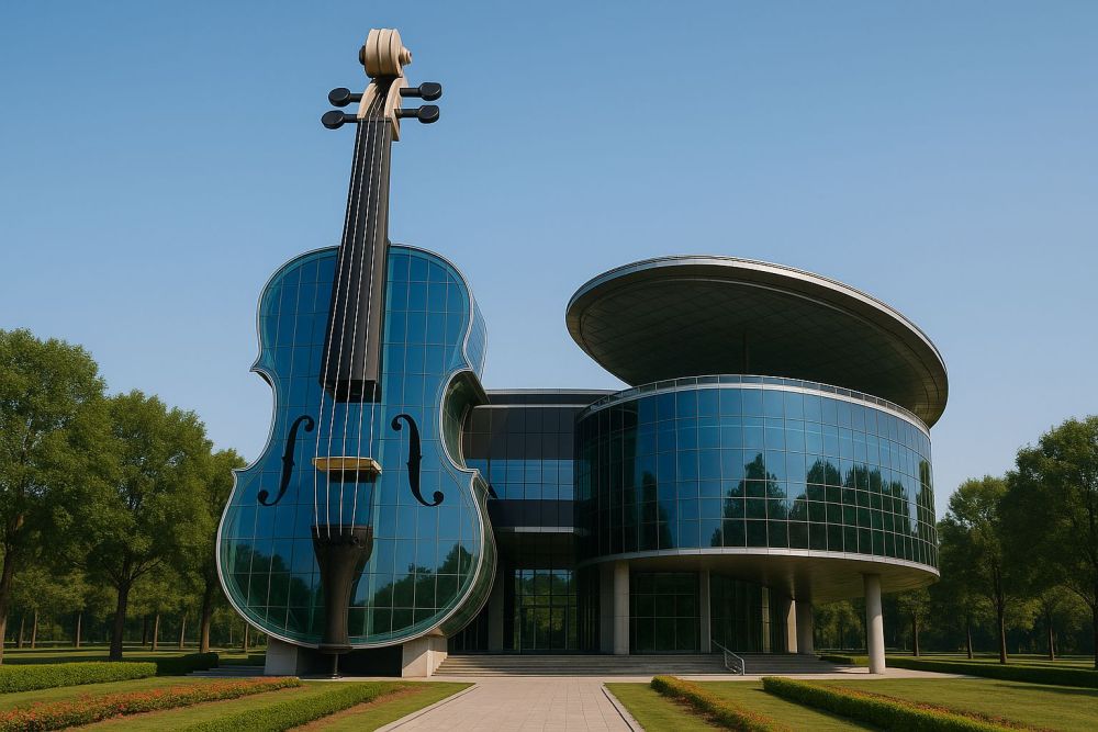 My też zaprojektowaliśmy filharmonię. Jej fasada odbija toń Wolbórki