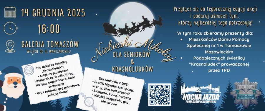 Niebieski Mikołaj Nocna Jazda I KPP pomagają