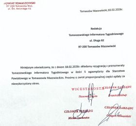 Pismo ze starostwa do&nbsp;TIT