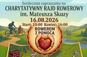 "Rowerem z&nbsp;pomocą" przy wsparciu przyjaciół organizuje Charytatywny Rajd Rowerowy imienia Mateusza Skuzy