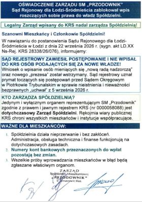 SM Przodownik wydał oświadczenie w sprawie KRS
