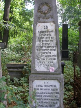 Nagrobek Sary Słonimskiej (fot. cemetery.jewish.org.pl)