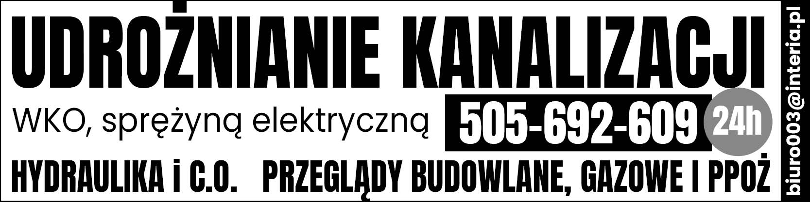  Pogotowie kanalizacyjne Udrożnianie Kanalizacji Arkadiusz Smoła tel 505 692 609 