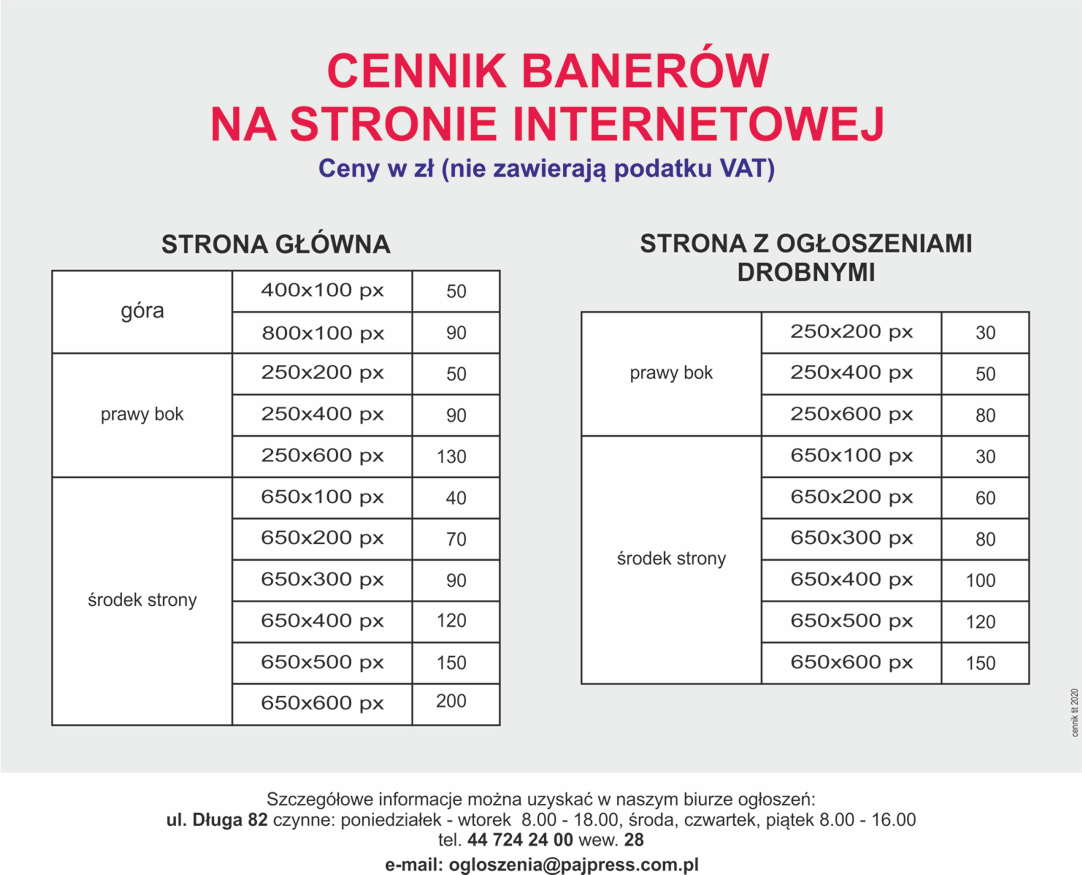 Cennik banerów