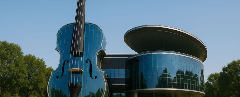 My też zaprojektowaliśmy filharmonię. Jej fasada odbija toń Wolbórki