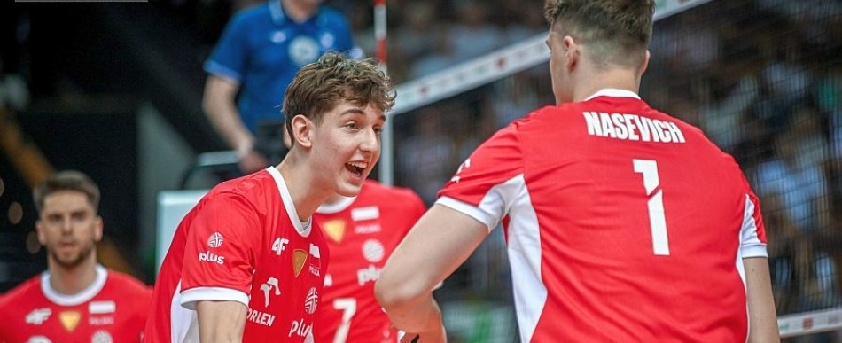 Jakub Przybyłkowicz zadebiutował w kadrze narodowej siatkarzy jako najmłodszy w historii zawodnik (fot. Polska Siatkówka)