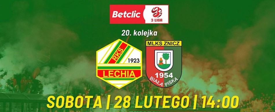 Lechia zacznie rundę w roli gospodarza. 28 lutego podejmie Znicz Biała Piska.